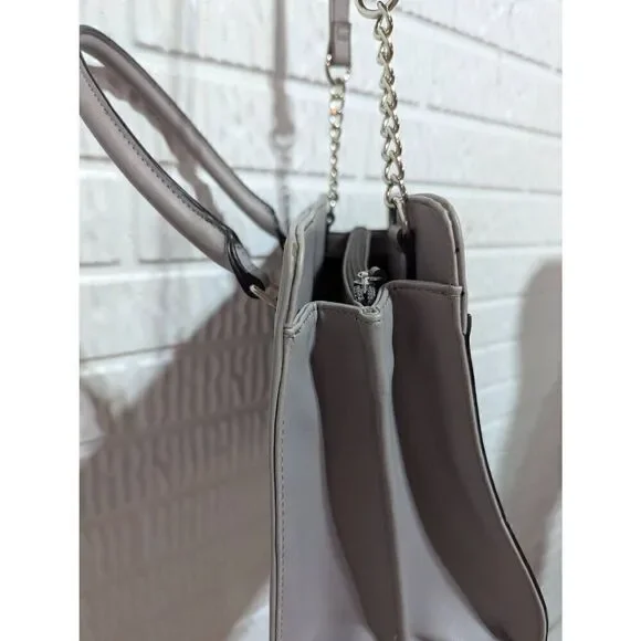 Nine West Women's Gray Solid Square Satchel With Shoulder Strap Handbag - Picture 4 of 6